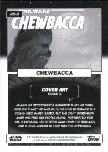 Star Wars Chewbacca trading card from 2023 Topps Star Wars Comic Covers series