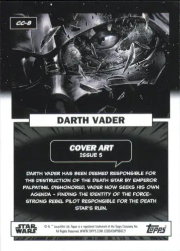 Darth Vader trading card from 2023 Topps Star Wars Comic Covers collection