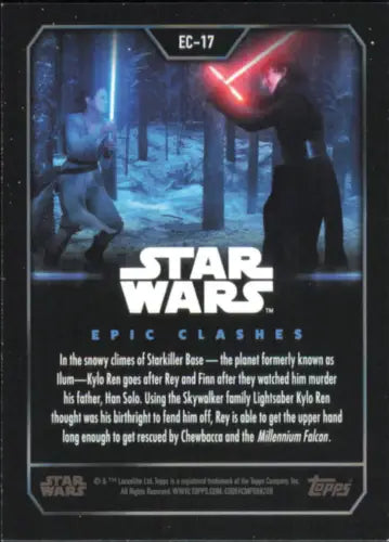 Topps Star Wars Epic Clashes trading card featuring Rey vs. Kylo Ren NM-MT design