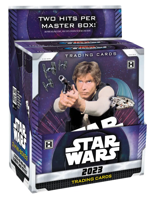 Box of Star Wars 2022 trading cards featuring a character aiming a blaster in Master Box