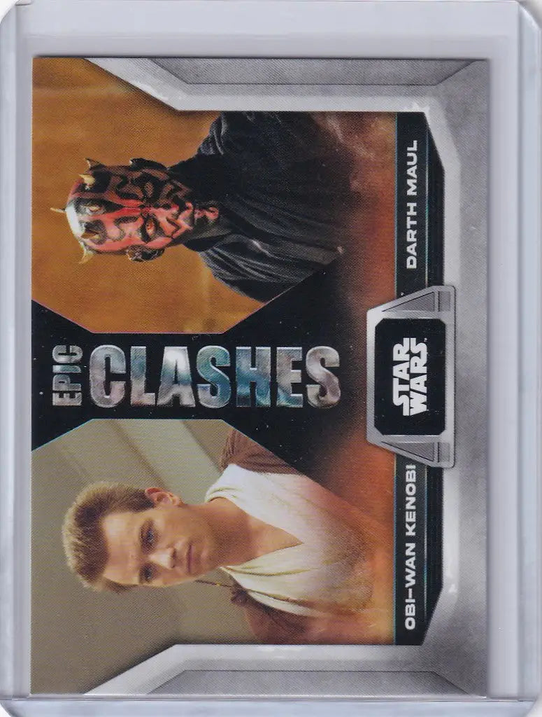 Topps Star Wars trading card featuring Obi-Wan Kenobi and Darth Maul from Epic Clashes