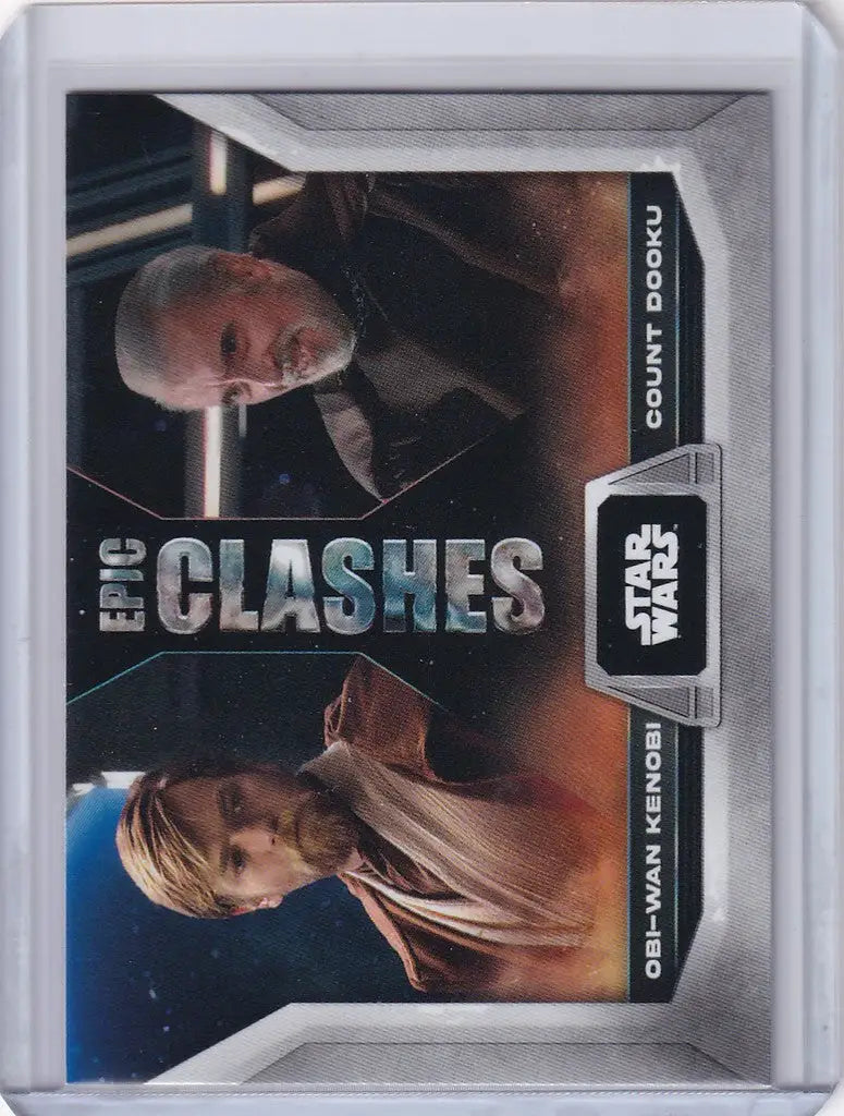 Trading card featuring Obi-Wan Kenobi and Count Dooku from Topps Star Wars Flagship Epic Clashes