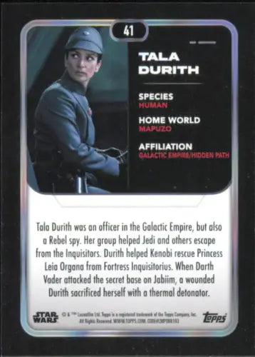 Star Wars trading card from 2023 Topps Star Wars Gold Foil featuring Tala Durith