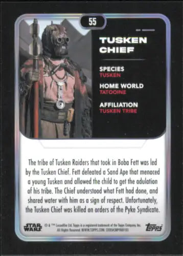 Star Wars trading card featuring Topps Star Wars Gold Foil #55 Tusken Chief