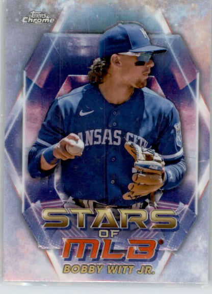 Bobby Witt Kansas City Royals MLB Chrome Refractor trading card in blue uniform