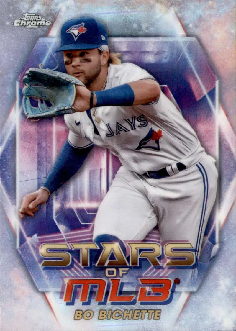 Toronto Blue Jays player Bo Bichette fielding on 2023 Topps Stars baseball card