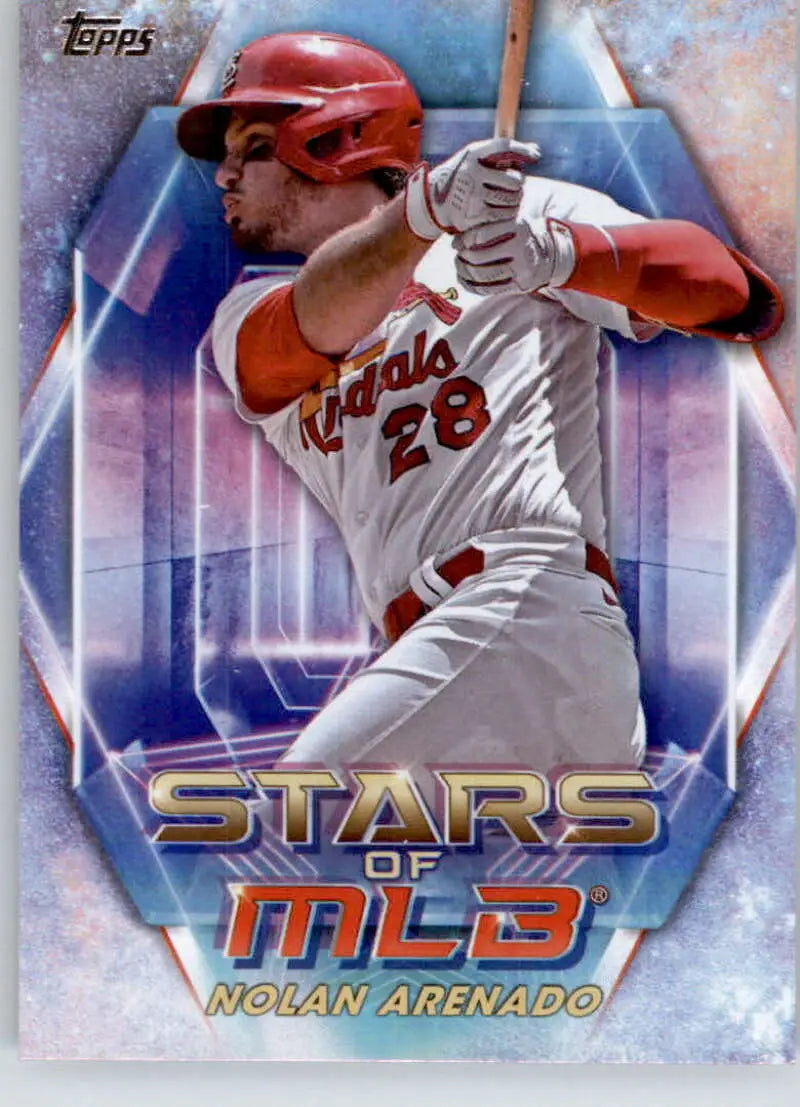 Nolan Arenado at bat in white uniform, St. Louis Cardinals Topps Stars baseball card