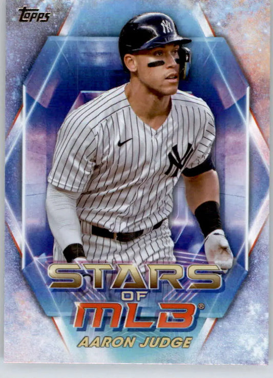 Aaron Judge in pinstripe uniform on 2023 Topps Stars MLB trading card