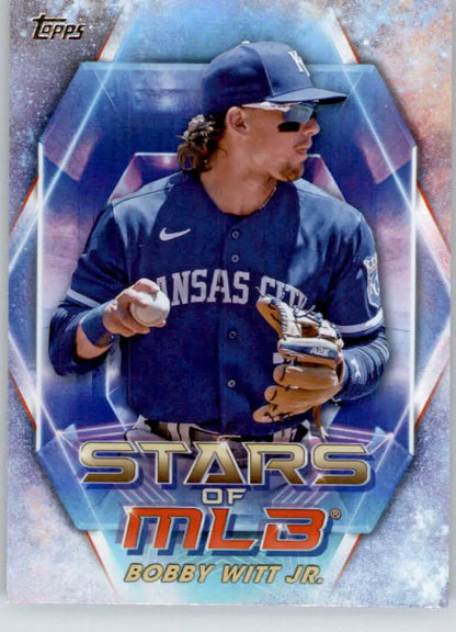 Bobby Witt Jr. Kansas City Royals player card in navy blue uniform from 2023 Topps series