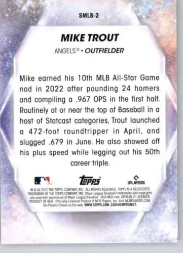 2023 Topps Stars of the MLB #SMLB-2 Mike Trout baseball card in original gloss finish