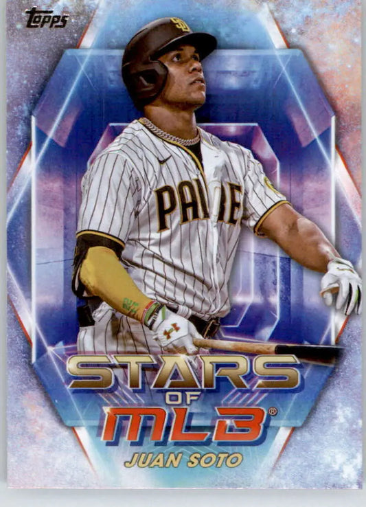 2023 Topps Stars of the MLB Juan Soto San Diego Padres Baseball Card in pinstripe uniform