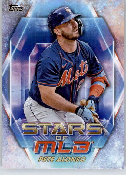 Pete Alonso New York Mets baseball card from Topps Stars of MLB series in navy jersey