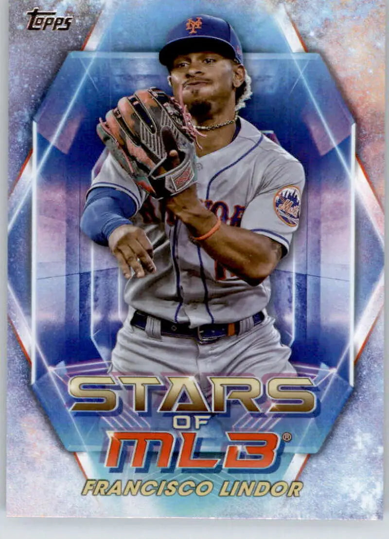 Topps Stars baseball card of Francisco Lindor in New York Mets gray uniform