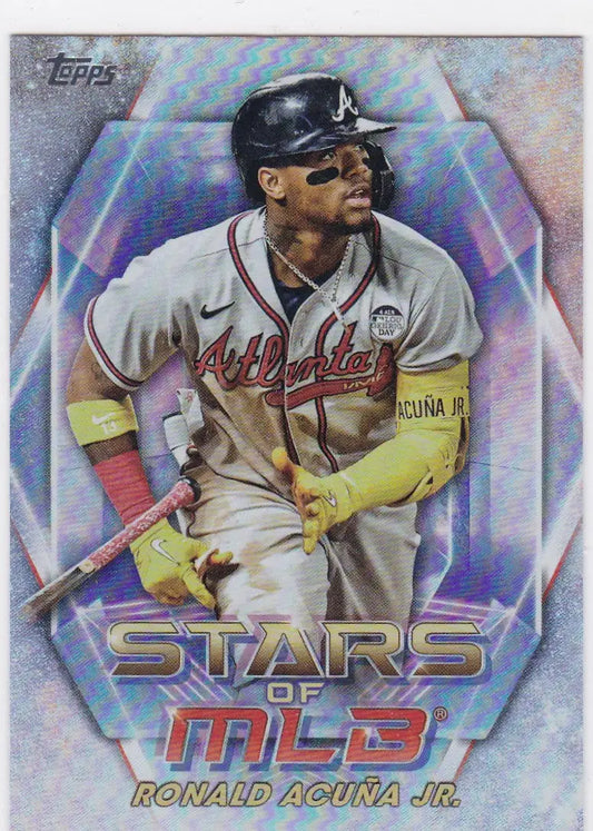 Baseball trading card of Ronald Acuna Jr Atlanta from Topps Stars of MLB collection