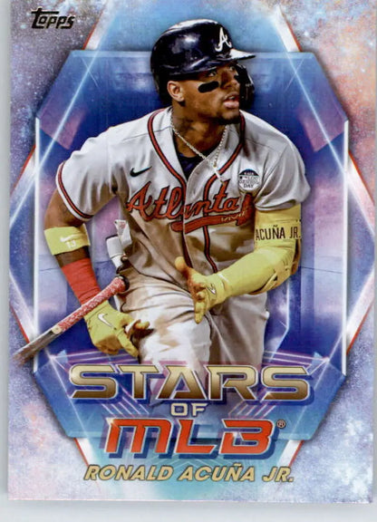 2023 Topps Stars of the MLB Ronald Acuna Jr. Atlanta Braves baseball card in home uniform