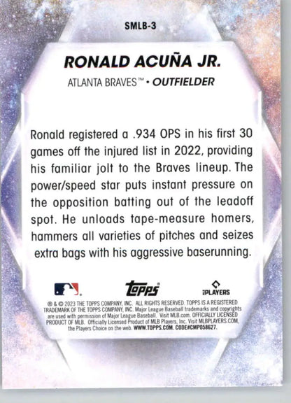 2023 Topps Stars of the MLB Ronald Acuna Jr. baseball card for Atlanta Braves fans