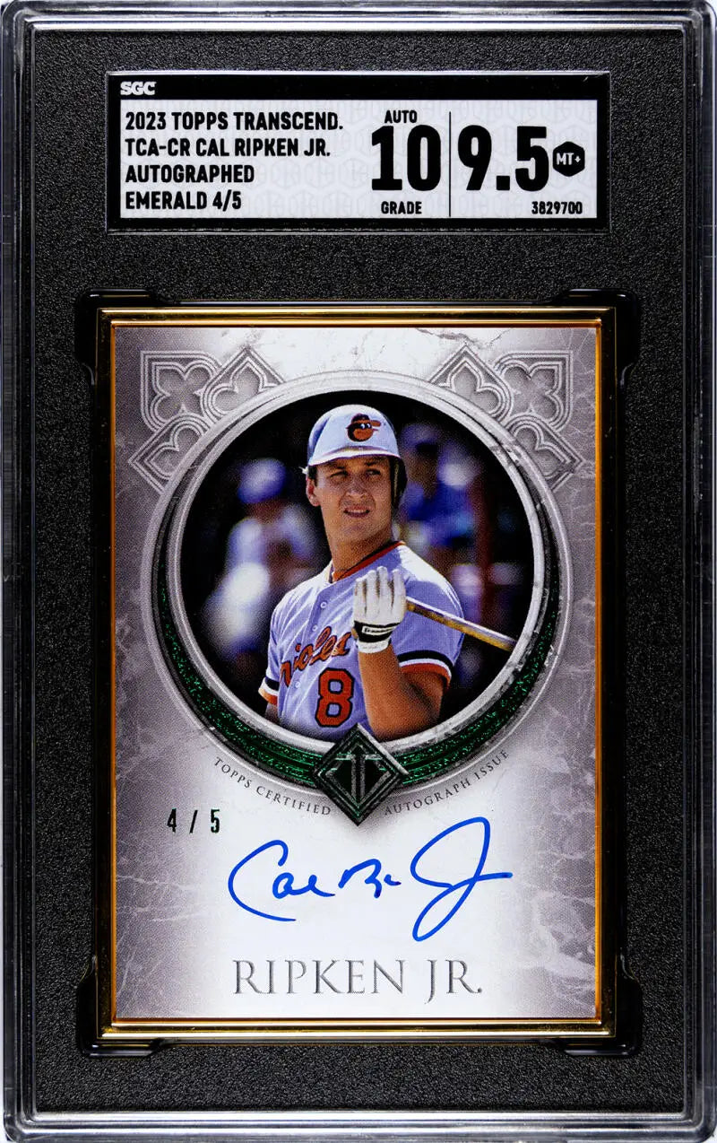 Graded Cal Ripken Baltimore Orioles card 4/5 autographed in silver frame design