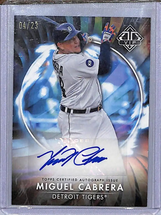 Miguel Cabrera autographed baseball card from 2023 Topps Transcendent VIP, Detroit Tigers