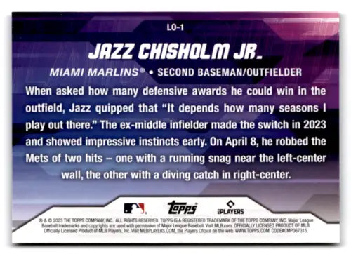 2023 Topps Update Series Laid Out Jazz Chisholm Jr. baseball card with original gloss