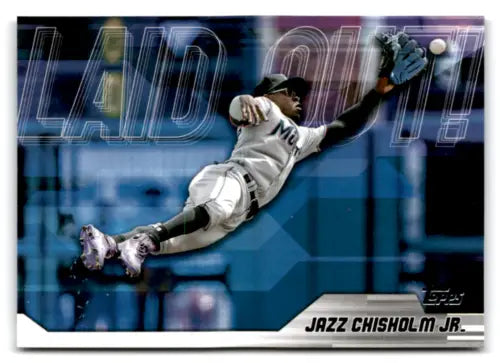 Jazz Chisholm Jr. baseball card from 2023 Topps Update Series Laid Out with original gloss