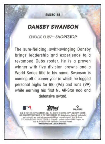 Dansby Swanson 2023 Topps Update Series Stars Chrome Refractor original gloss card