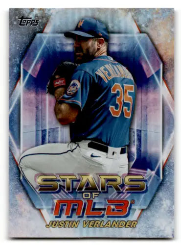 Justin Verlander baseball card from 2023 Topps Update Series Stars of MLB original gloss