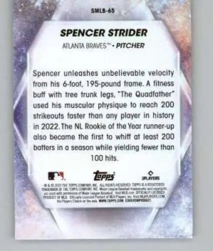 Spencer Strider baseball card from 2023 Topps Update Series Stars of MLB #SMLB-65