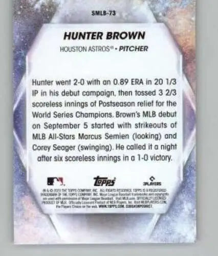 Hunter Brown baseball card from 2023 Topps Update Series Stars in NM condition