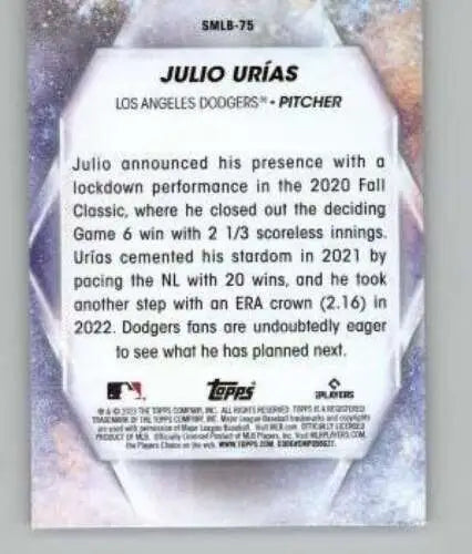 2023 Topps Update Series Stars of MLB Julio Urias baseball card with original gloss