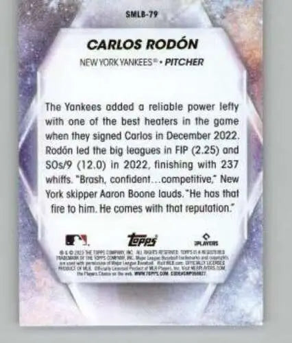 2023 Topps Update Series Stars of MLB #SMLB-79 Carlos Rodón baseball card original gloss