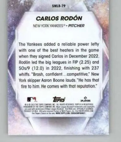 2023 Topps Update Series Stars of MLB #SMLB-79 Carlos Rodón baseball card original gloss