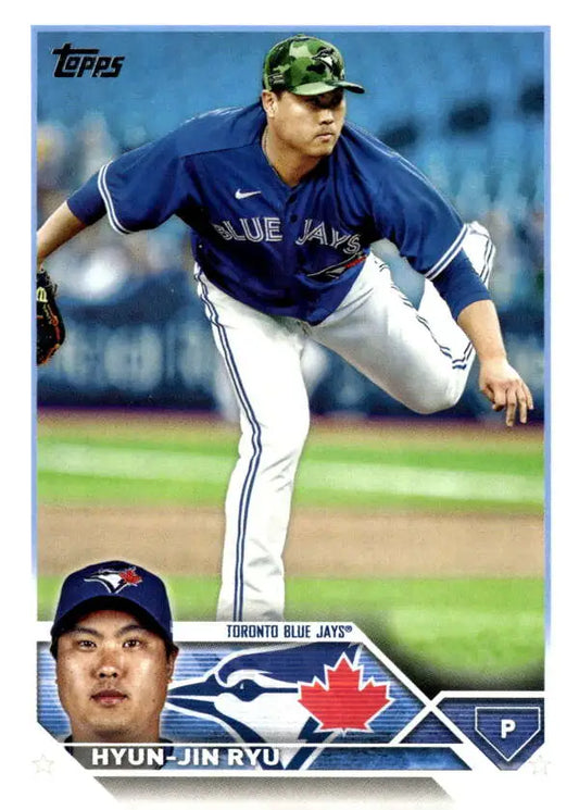 Toronto Blue Jays pitcher Hyun-Jin Ryu 2023 Topps Update Series baseball card in delivery