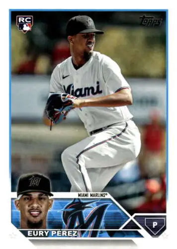 Eury Perez baseball card from 2023 Topps Update Series US139 featuring original gloss