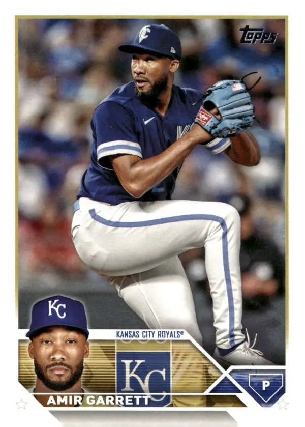 Amir Garrett delivering a pitch on 2023 Topps Update Kansas City Royals card