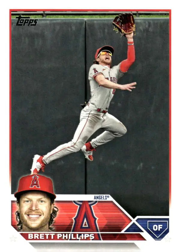 Brett Phillips leaping catch 2023 Topps Update Series Los Angeles Angels Baseball Card