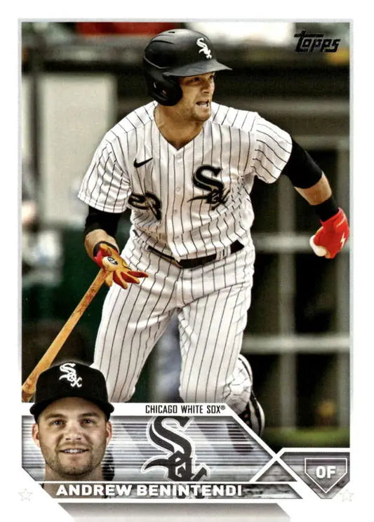 Andrew Benintendi at bat in Chicago White Sox pinstripes from Topps Update Series