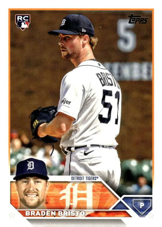 Baseball card of Detroit Tigers pitcher Braden Bristo in Topps Update Series uniform 53