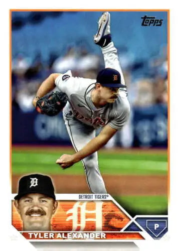 Topps Update Series US285 Tyler Alexander card showcasing Detroit Tigers pitcher in action