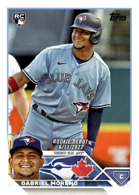 Toronto Blue Jays baseball card of Gabriel Moreno in powder blue from Topps Update Series