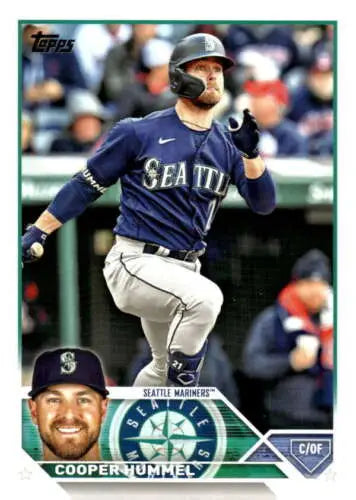 Baseball card of US295 Cooper Hummel in navy Mariners uniform from Topps Update Series