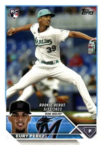 2023 Topps Update Series US317 Eury Pérez baseball card with original gloss, Marlins rookie