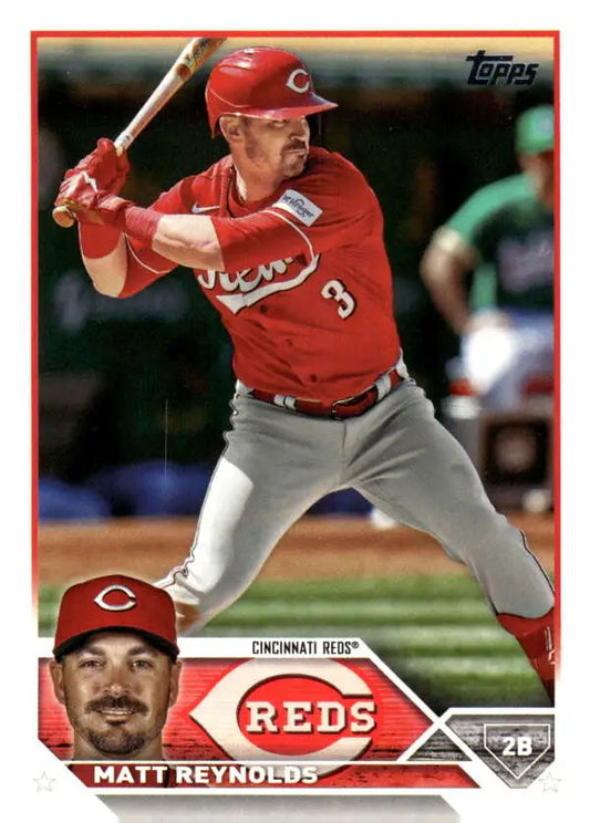 Cincinnati Reds baseball card of Matt Reynolds in batting stance from Topps Update Series