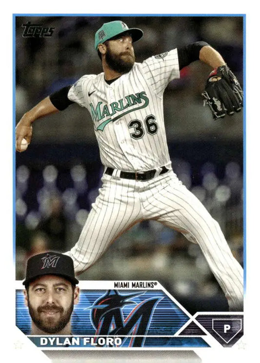 Baseball card of Dylan Floro, Miami Marlins pitcher, from Topps Update Series