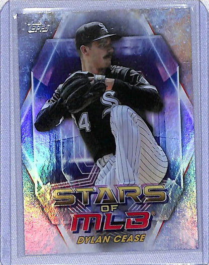 Dylan Cease 2023 Topps Update Stars of MLB card in black White Sox uniform, number 14