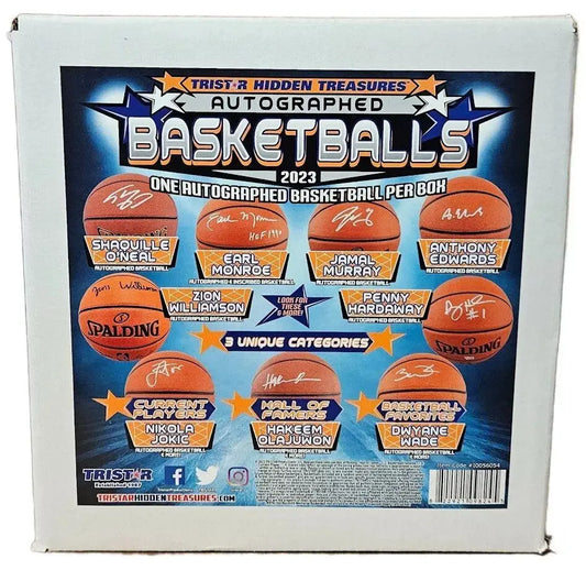 Box of 2023 Tristar Hidden Treasures Autographed Basketball Trading Cards with designs