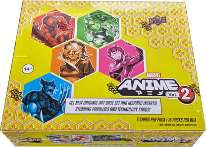 Upper Deck Marvel Anime Vol. 2 trading card box with hexagonal character portraits