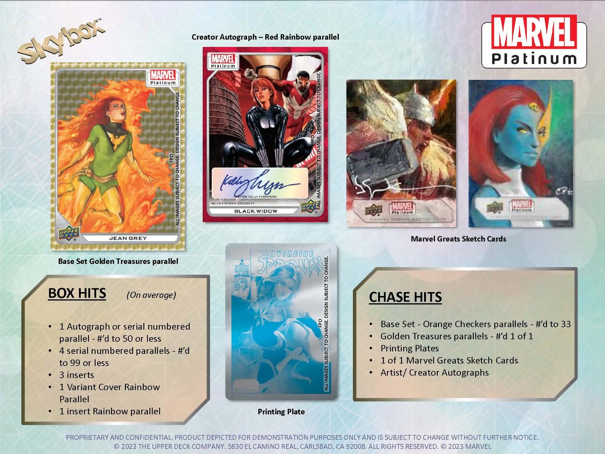 Collection of Upper Deck Marvel Platinum trading cards featuring superhero characters