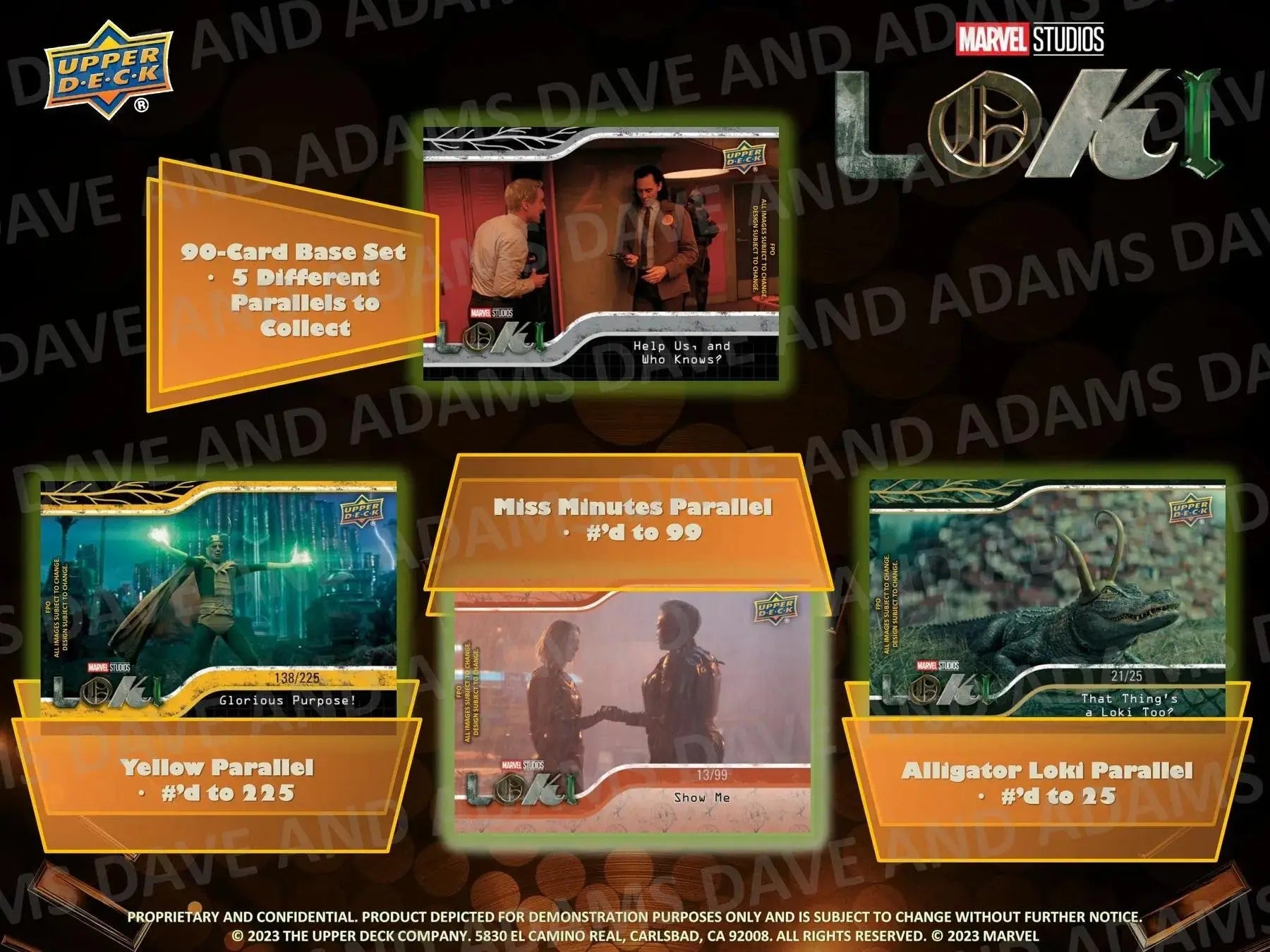 Trading card preview of parallel variations from Marvel Studios Loki series in Hobby Box