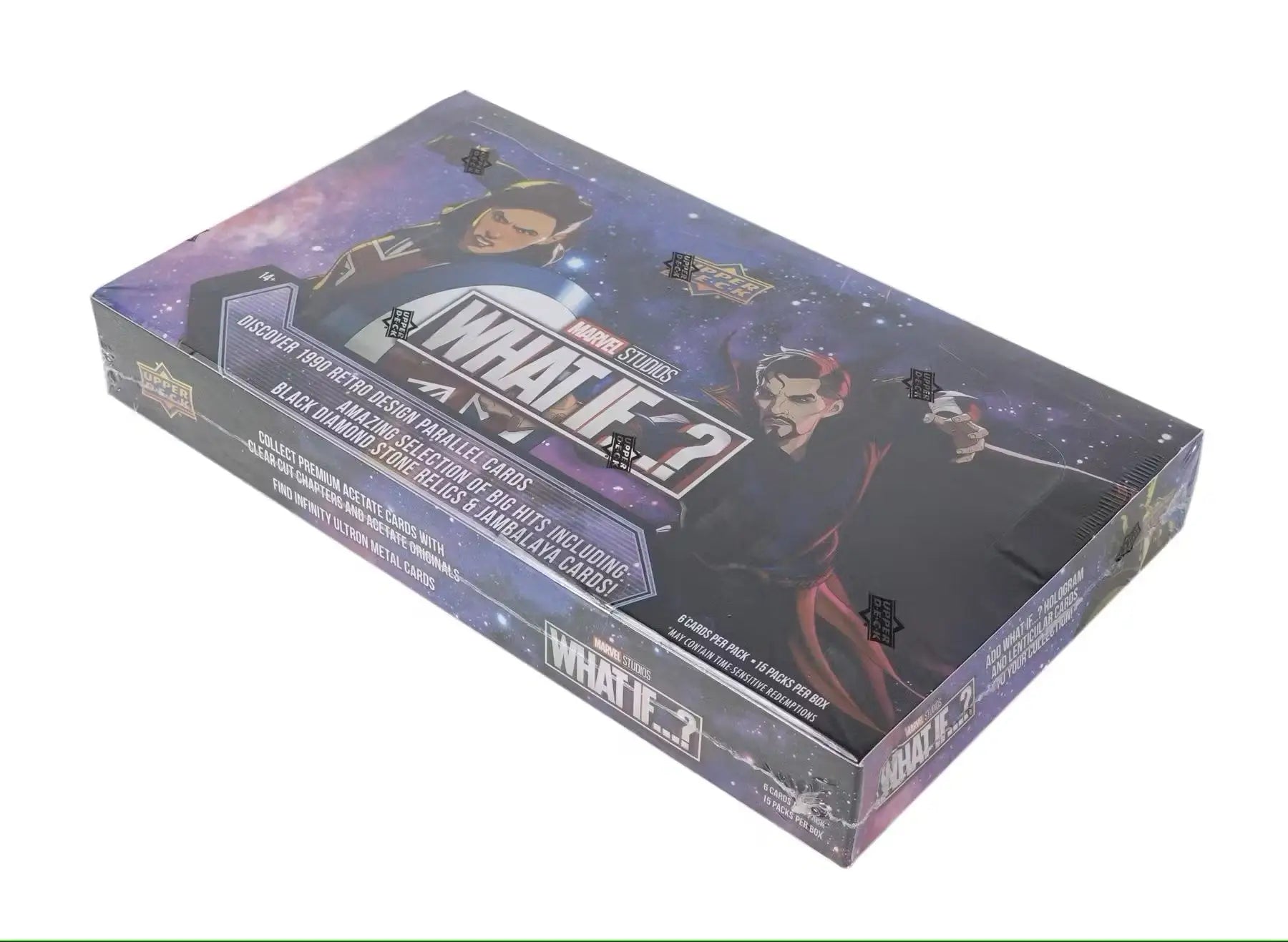 Sealed 2023 Upper Deck Marvel Studios What If...? Hobby Box with cosmic design