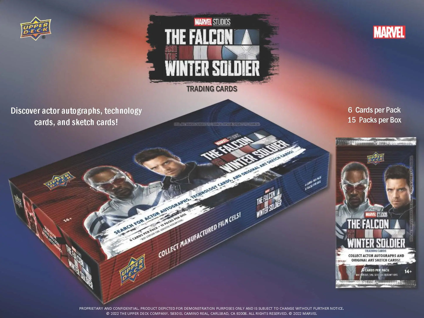 Trading card box for Upper Deck Marvel The Falcon and the Winter Soldier series